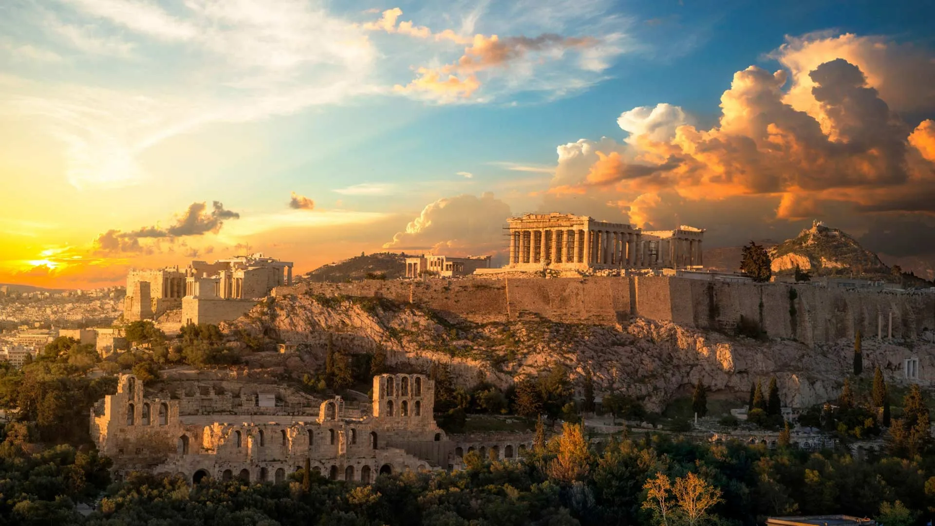 Acropolis Exterior at Sunset